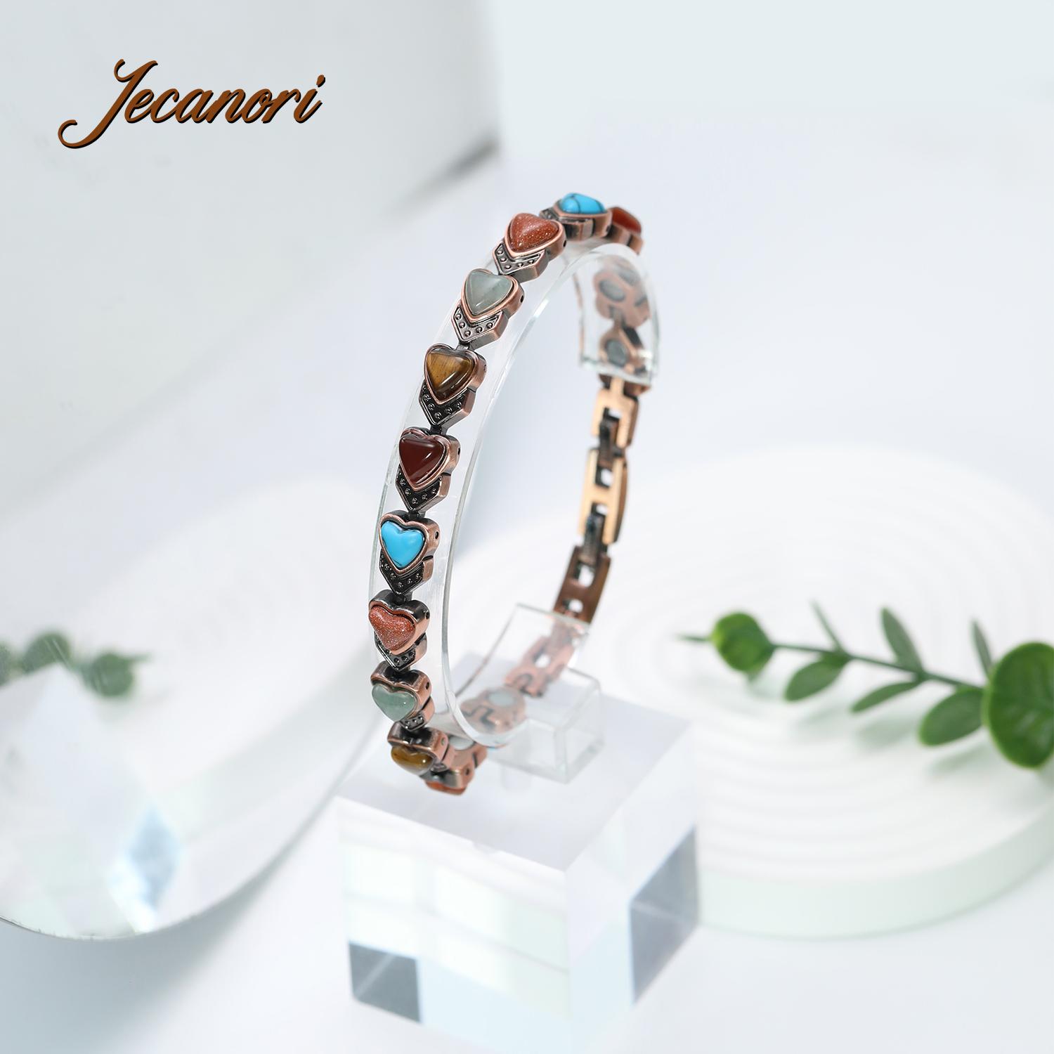 Jecanori Copper Bracelet for Women, Pure Copper Magnetic Bracelets ,Natural Unique Gemstone,  Gifts for Women