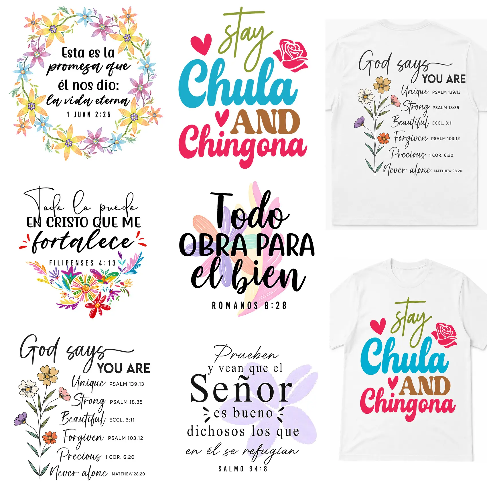 6-Count Floral & Letter Pattern Heat Transfer Stickers - 58x46cm Beginner-Friendly Iron-On HTV, Bright Flowers, Scripture Fonts, Positive Quotes for Clothes, Tote Bags, Pillow Covers - TikTok FYP Sewing Craft Supplies