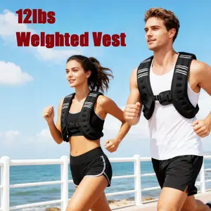 Weighted Vest,12lb Weight Vest with Reflective Stripe, Body Weight Vests for Women, Men, Workout, Strength Training, Running, Walking, Jogging