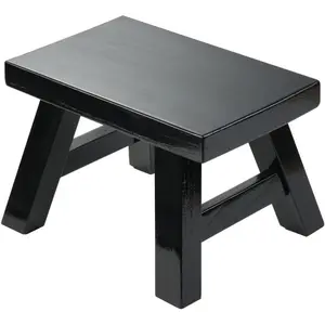 Small Stool Wooden Step Stool Footstool Solid Wood 8 inch for Kids Adults Plant Stand Fishing Stool (Black)