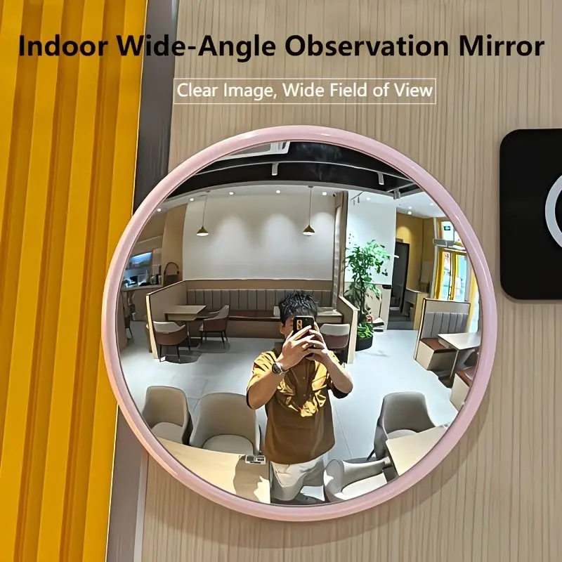 Wide Angle Convex Round Mirror Indoor Multi Size Self-Adhesive Wall Decor Handheld Mirror for Living Room Travel Photo Shooting Home Cafe Library Use