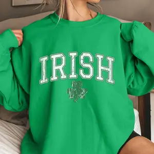 Irish Distressed Sweater, Lucky St Patrick's Day Sweatshirt, Lucky Green Shamrock, St Patrick Day St Pattys Day Sweater St Patrick Gifts - LORA ATCHER