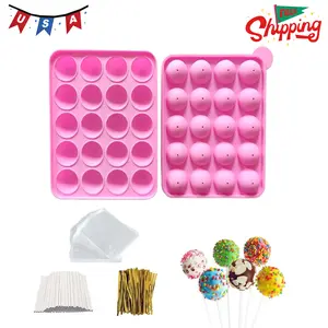 Silicone Cake Pop Molds, 20 Cavity Lollipop Molds with 100pcs