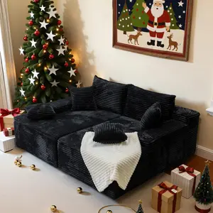 【Flash Sale】Oversized Sofa Bed Corduroy Recliner with Throw Pillows Armrests Upholstered Comfortable Sleeper Reading Chair for Living Room Bedroom Movie Room Boneless Couch 2 Packages Shipping