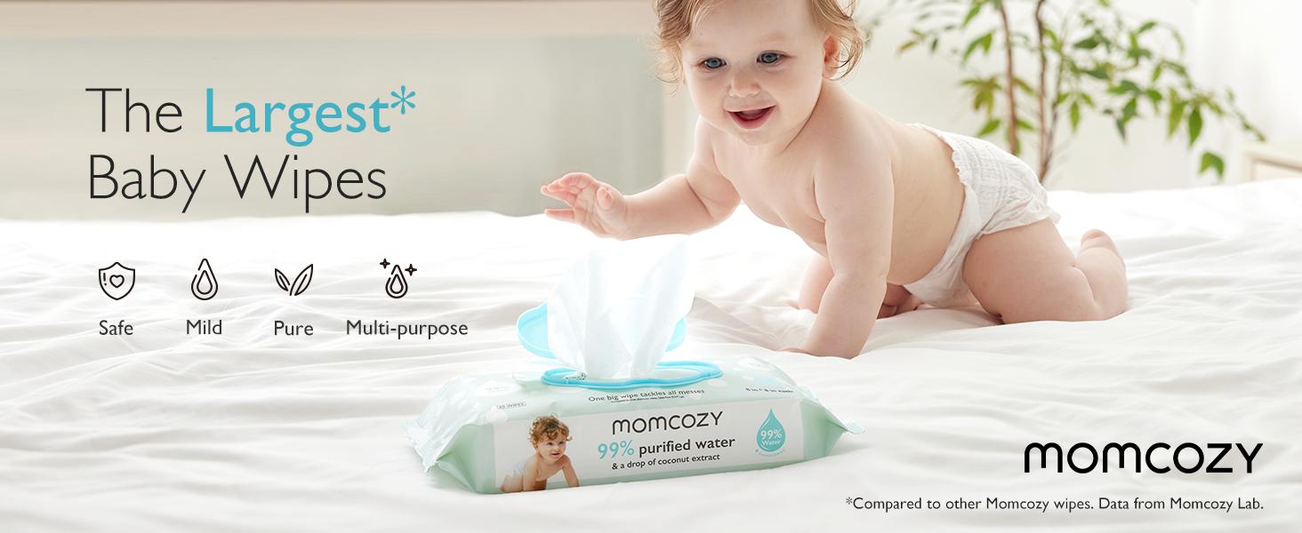 Momcozy Baby Wipes-Extra Large Size Design, Unscented & Hypoallergenic, Cleansing & Moisturizing Baby Wipes for Sensitive Skin-B Momcozy Baby Wipes-Extra Large Size Design, Unscented & Hypoallergenic, Cleansing & Moisturizing Baby Wipes for Sensitive Skin-B