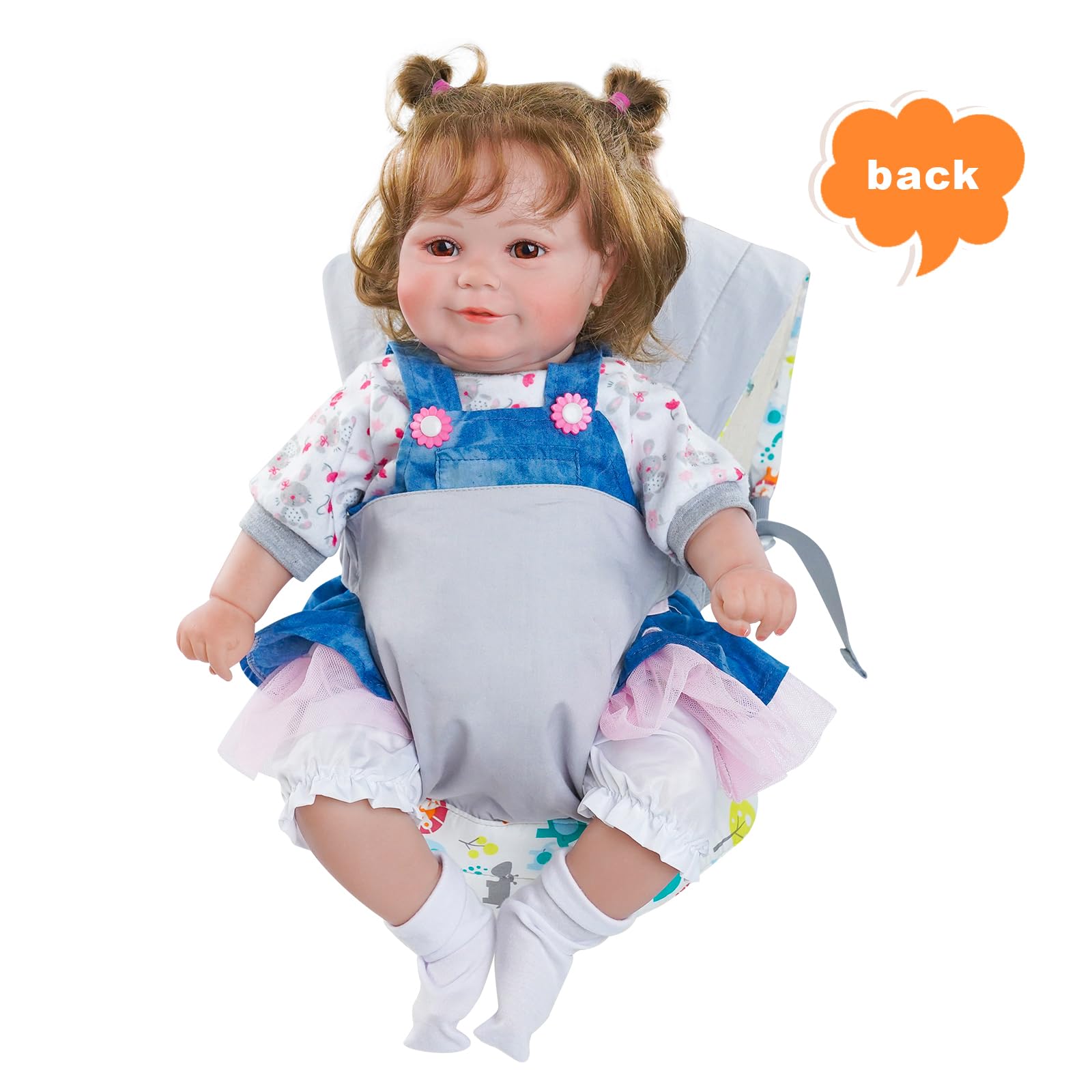 BABESIDE Baby Doll Carrier for Kids Reborn Baby Doll Accessories Front and Back Stuffed Animal Carrier with Adjustable Straps for Little Girls and Boys,Suitable for 17-22 Inch Dolls