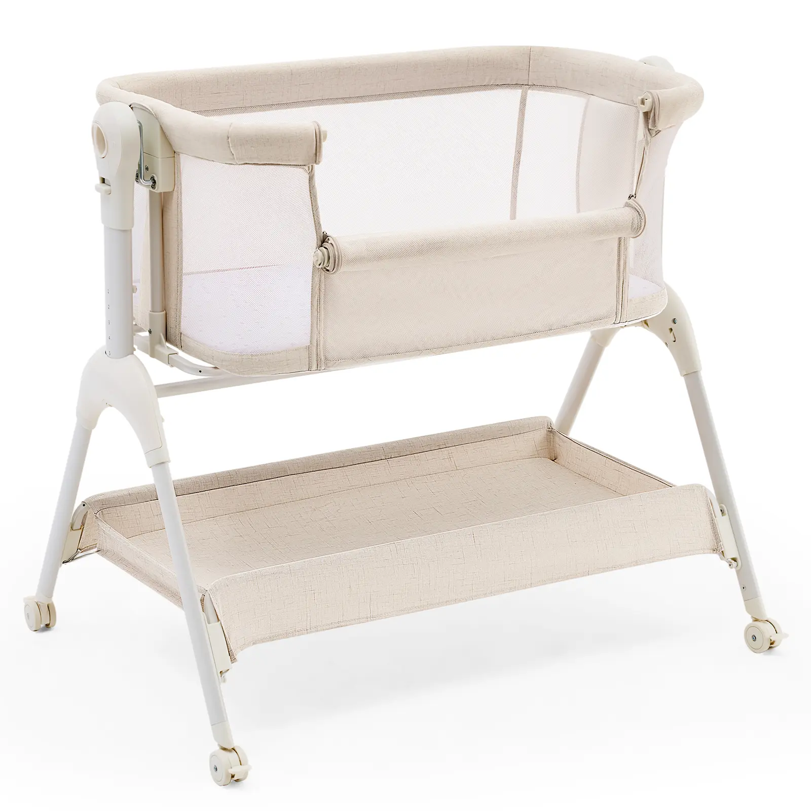 [backtoschool ]HARPPA 3-in-1 Cuddly Rocking Bassinet, Bedside Crib Sleeper for Baby with Breathable Mesh, 5 Adjustable Heights, Large Storage & Water-Resist Pad, Safe Sleep Bed, Baby Items, Newborn Baby,back to school