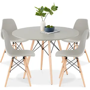 Best Choice Products 5-Piece Compact Mid-Century Modern Dining Set w/ 4 Chairs, Wooden Legs