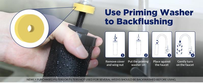 Membrane Solutions Stainless Steel 2.25G Gravity Water Filter Countertop Water Filtration System with 3 Pack 0.1-Micron UF Filters, for Home, Camping, and RVing