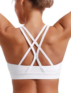 POSHDIVAH Women's Mid-Impact Sports Bra with Removable Padding - Criss Cross Back for Yoga, Running & Gym Workouts