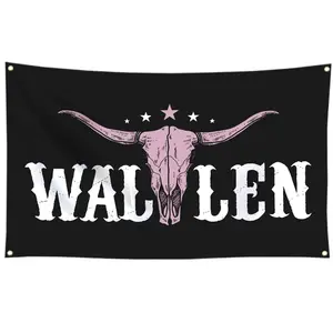 Wallen Flag 3x5FT Western Pink Bull Skull Flag American Flag Funny Man Cave Wall Decor Gift