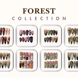 NailPhoria FOREST Collection - Handmade Press-On Nails | Reusable, Salon-Quality, Long-Lasting, Glossy Design