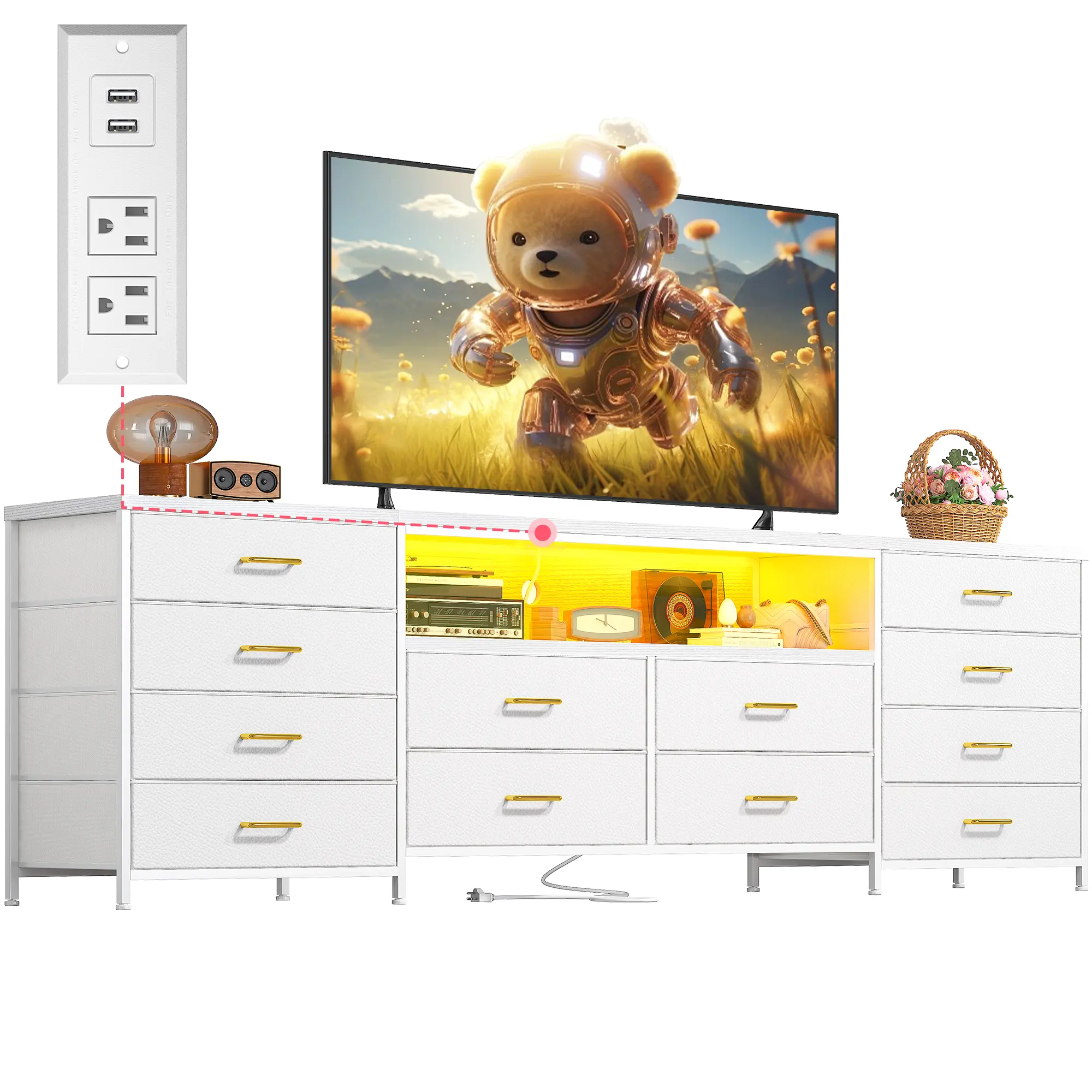 White-LED 12 Drawer(63"W)
