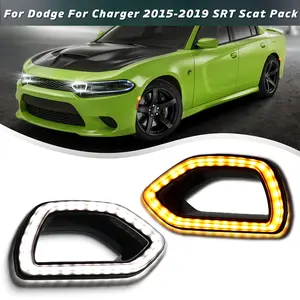 Dodge 2015-2019 Front Center Grille Mesh Replacement Light Cover Parts, 2 Pieces