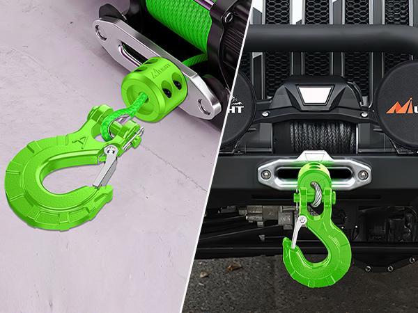 Nilight Forged Steel Winch Hook 3/8" Grade 70 Safety Latch Winch Cable Hook Stopper & Clevis Slip Hook Sets, Included Allen Wrench,Max 35,000 lbs