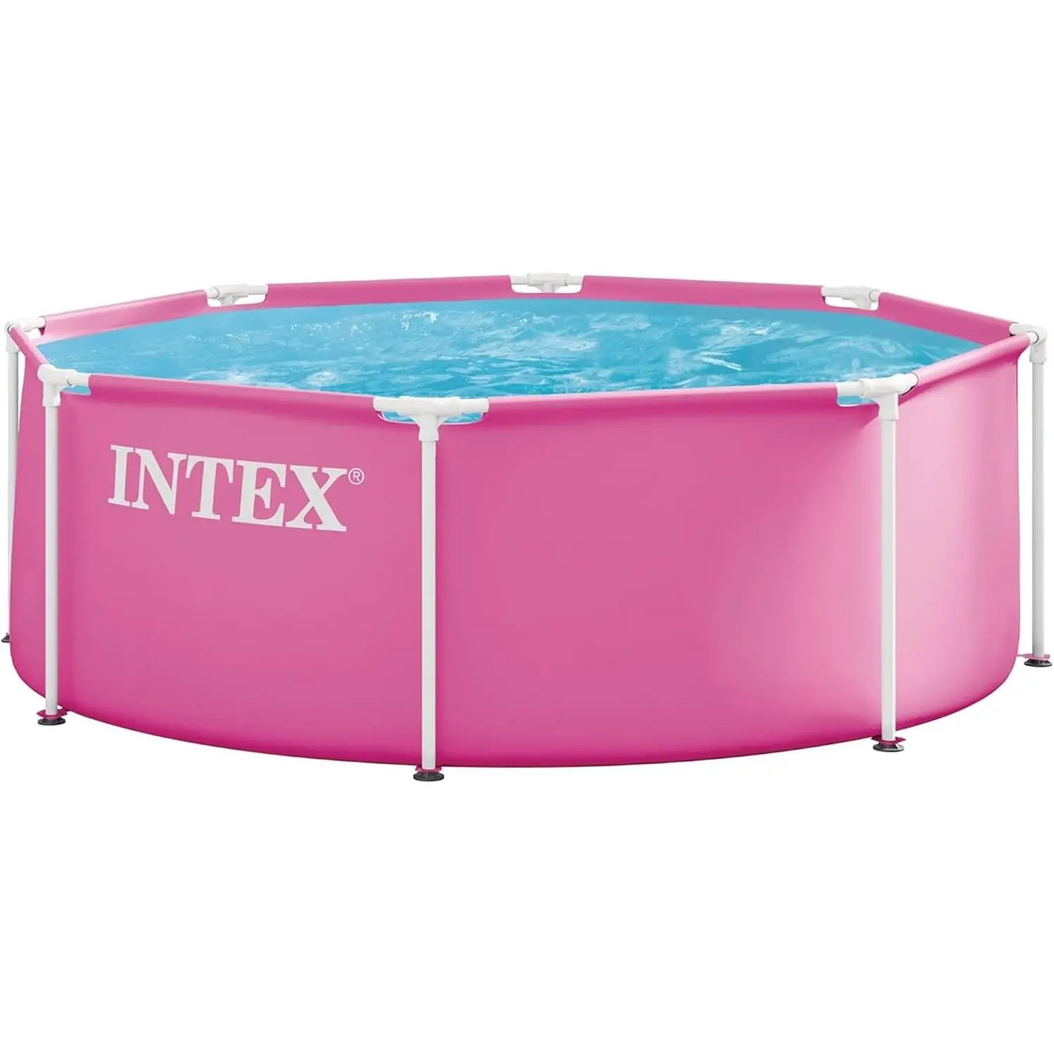 INTEX 8x30" PVC+Steel Metal Frame Round Above Ground Pool Set, 750gal Backyard Swim Pool for Home & Party Use