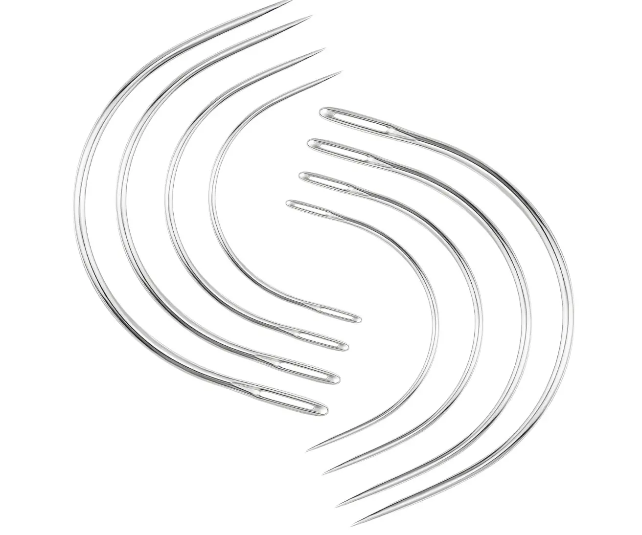 3 Pcs Curved Needles Sewing Set 3" 2.5" 3" 3.5" for Wig Sewing Hair Weft Weave Extension High Quality Metal C-shaped with Large Eye Design