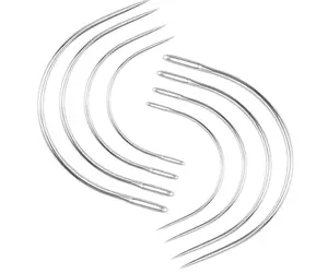 3 Pcs Curved Needles Sewing Set 3" 2.5" 3" 3.5" for Wig Sewing Hair Weft Weave Extension High Quality Metal C-shaped with Large Eye Design