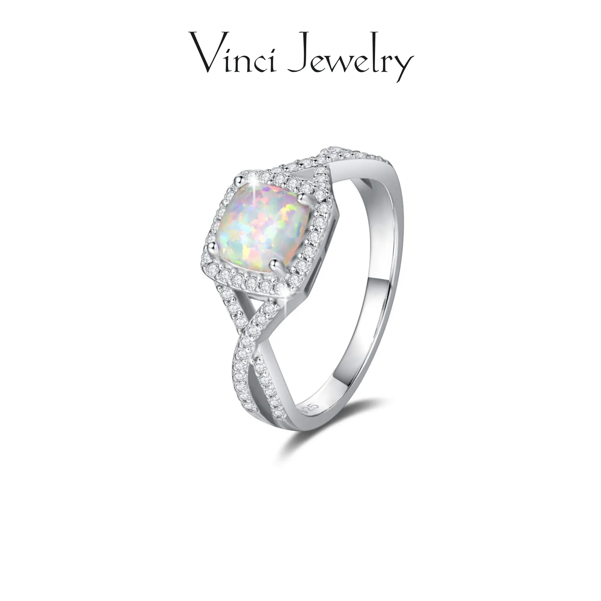 925 Synthetic Opal Ring with CZ Accent Design, Elegant Square Opalite Ring Jewelry for Women, Perfect Gift for Girls, Engagement Wedding Ring, for Daily Wear and Party Opalring Emerald Cut Solitaire Ring