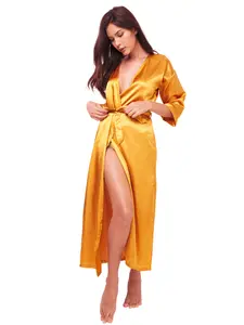 Plus Size Bella Long Satin Dressing Robe