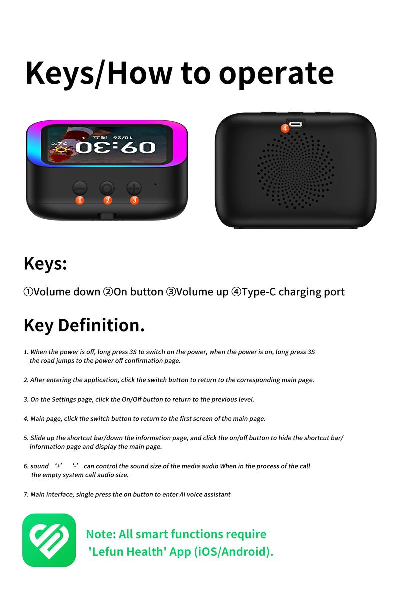 alarm  clock, high aesthetic desktop decoration, Bluetooth audio, multiple atmosphere lighting effects, sedentary health reminders, multiple energy supply displays, weather synchronization, phone synchronization, contact synchronization, smart speak