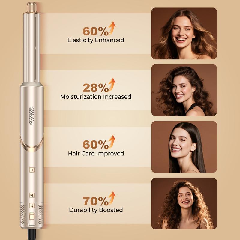 UKLISS FusionAir DIY HairStyler Champagne Gold 90-Day Free Trial & Refund 2 Year Warranty 110000RPM HairCurler + HairStraightener + HairDryer + HotAirBrush + LowTemperatureHairCare + NegativeIons + BlowoutBoost + HairDiffuser + Fluffier