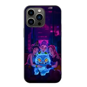 HUNTRX Neon Cyber Group & Companion Creature Phone Case Slim Liquid Silicone iPhone Cover for iPhone 11-16 Pro Max K-pop Fan Fandom Gift