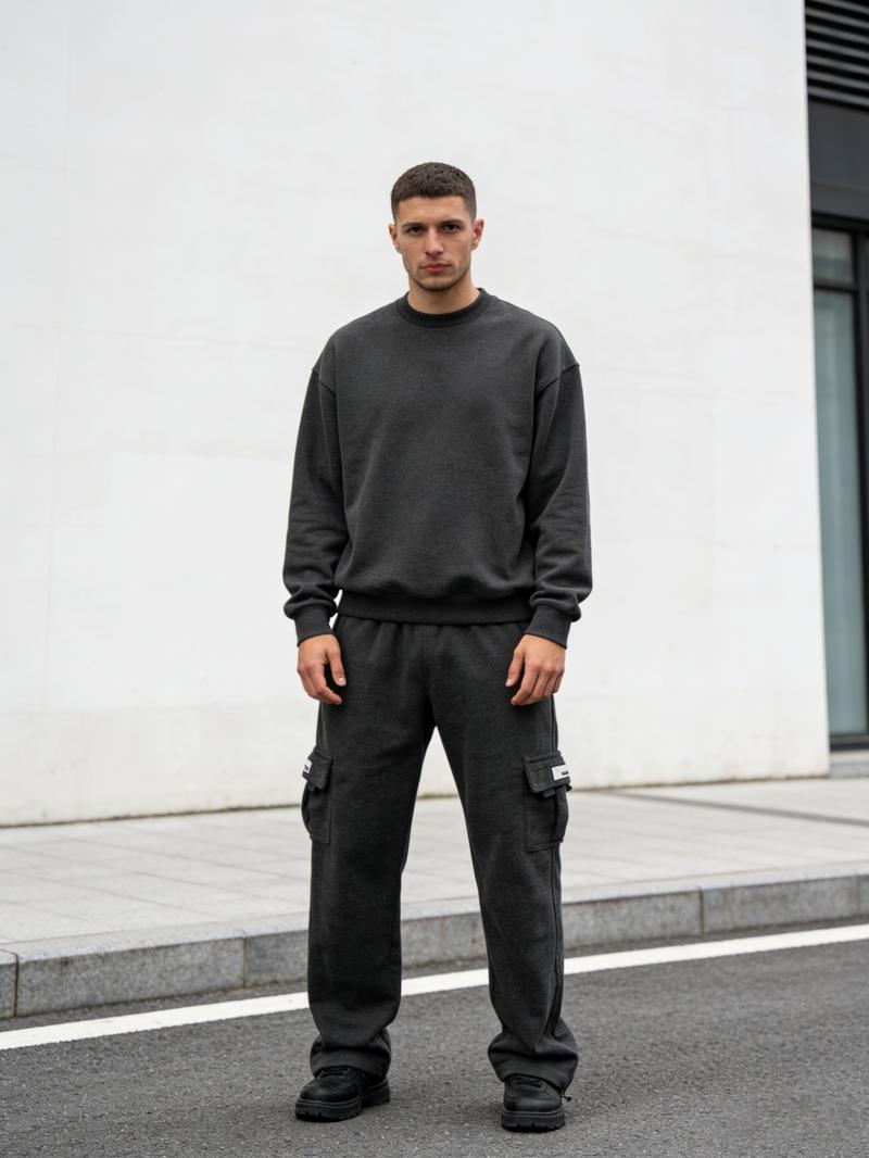 Men's Heavyweight Fleece Cargo Sweatpants Loose Fit Tactical Exercise Fitness Multi-Pocket Baggy Jogger Casual Fleece Pants for Everyday Wear