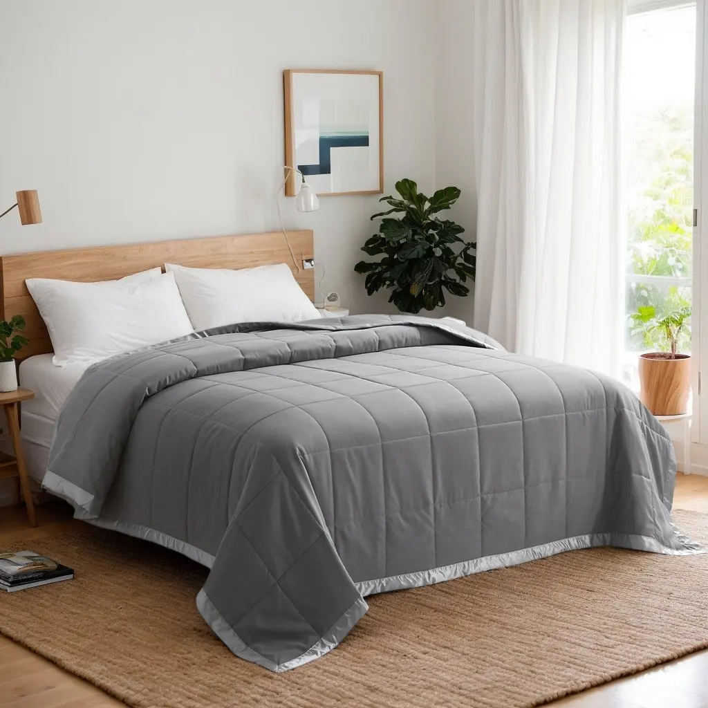 Grey Coverless Duvet Single Double Size, Ultra Soft All Season Quilt, Down Alternative Reversible Comforter, Super Fluffy Duvet, Machine Washable, Warm, Soft, Suitable for All Seasons, All Season Bedding, Polyester Bedding, Bedding for Bedroom