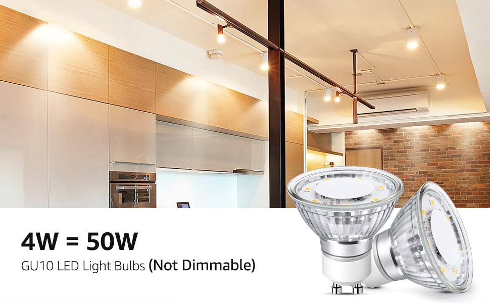 LE GU10 LED Light Bulbs Non-Dimmable, 2700K Soft Warm Light GU10 Bulb Replacement for Recessed Track Lighting, 4W LED Bulbs with 100°Flood Beam for Kitchen, Range Hood, Living Room, Bedroom,