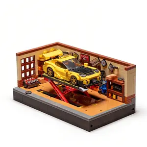 750+ PCS Retro Garage Building Set | Classic Car Workshop Model | DIY Desktop Display Ornament | Car Enthusiast Collectible Gift