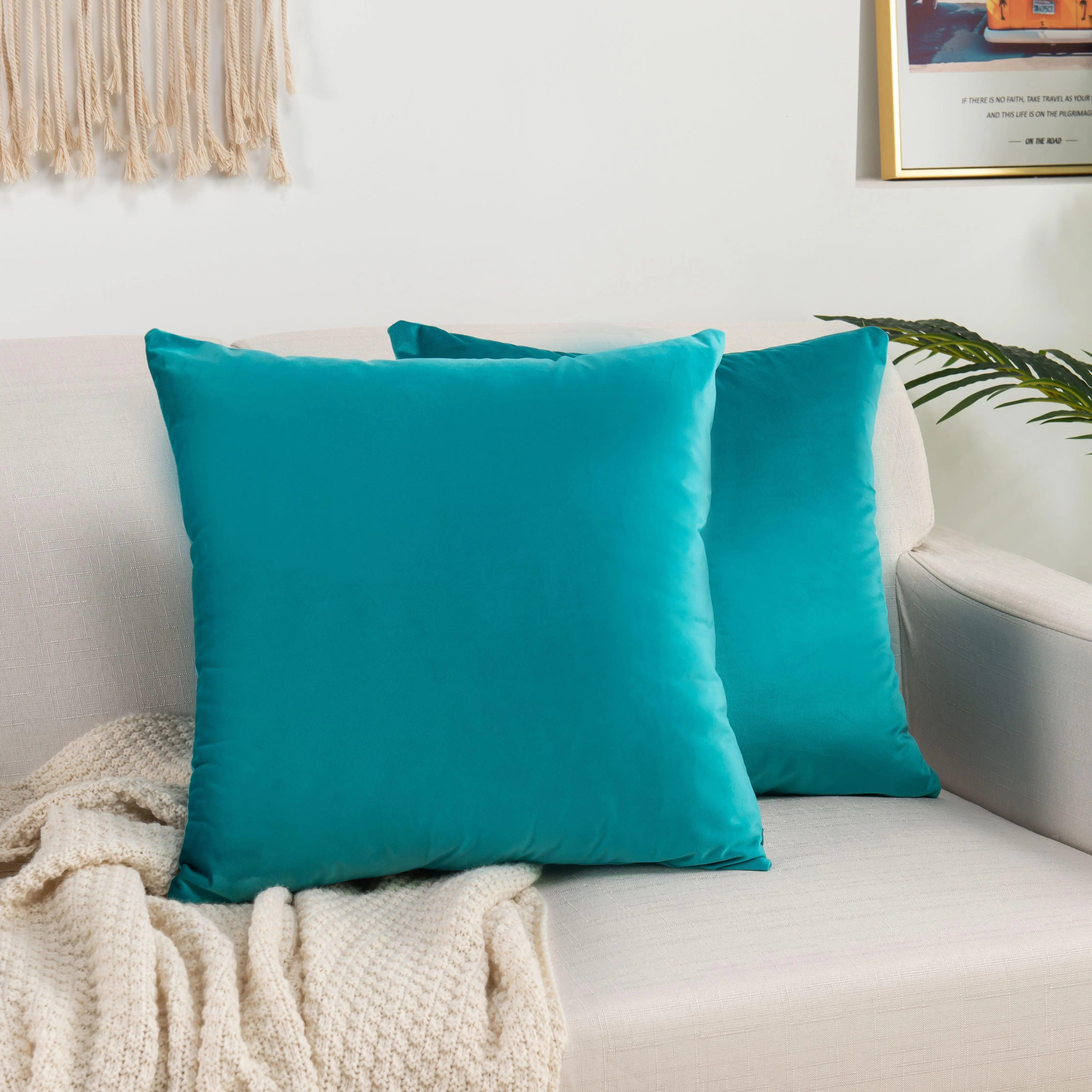 Elegant Comfort 2-Pack Solid Velvet Cushion Covers – Luxuriously Soft Decorative Pillow Covers with Hidden Zip