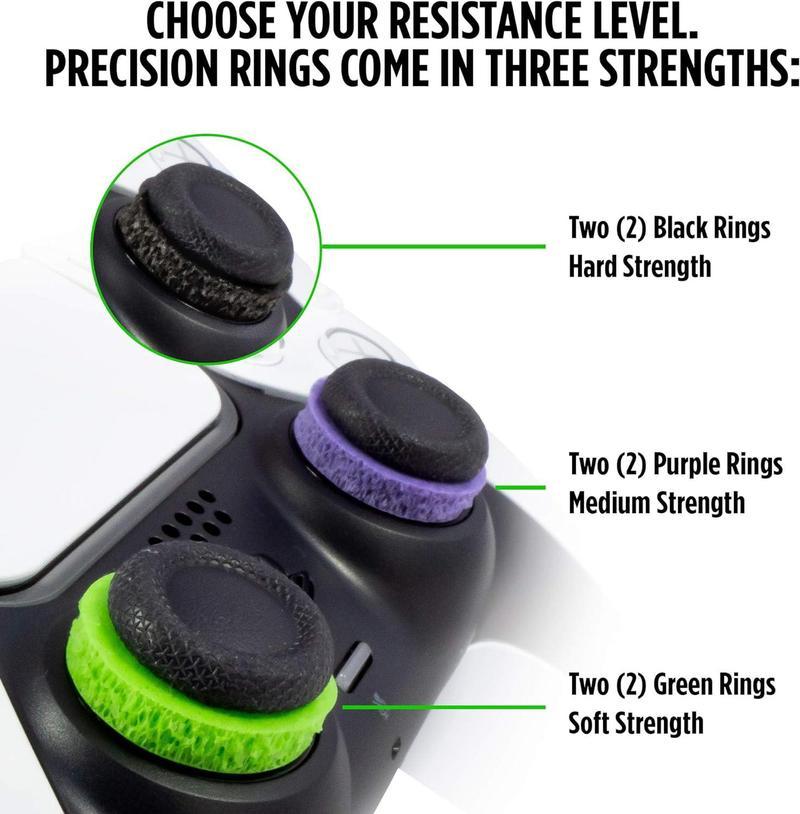 Precision Rings for PlayStation 4, PS5, Xbox One, XBX, Switch Pro & Scuf Controller (Black/Purple/Green) - Aim Assist Motion Control game controller accessory precision ring