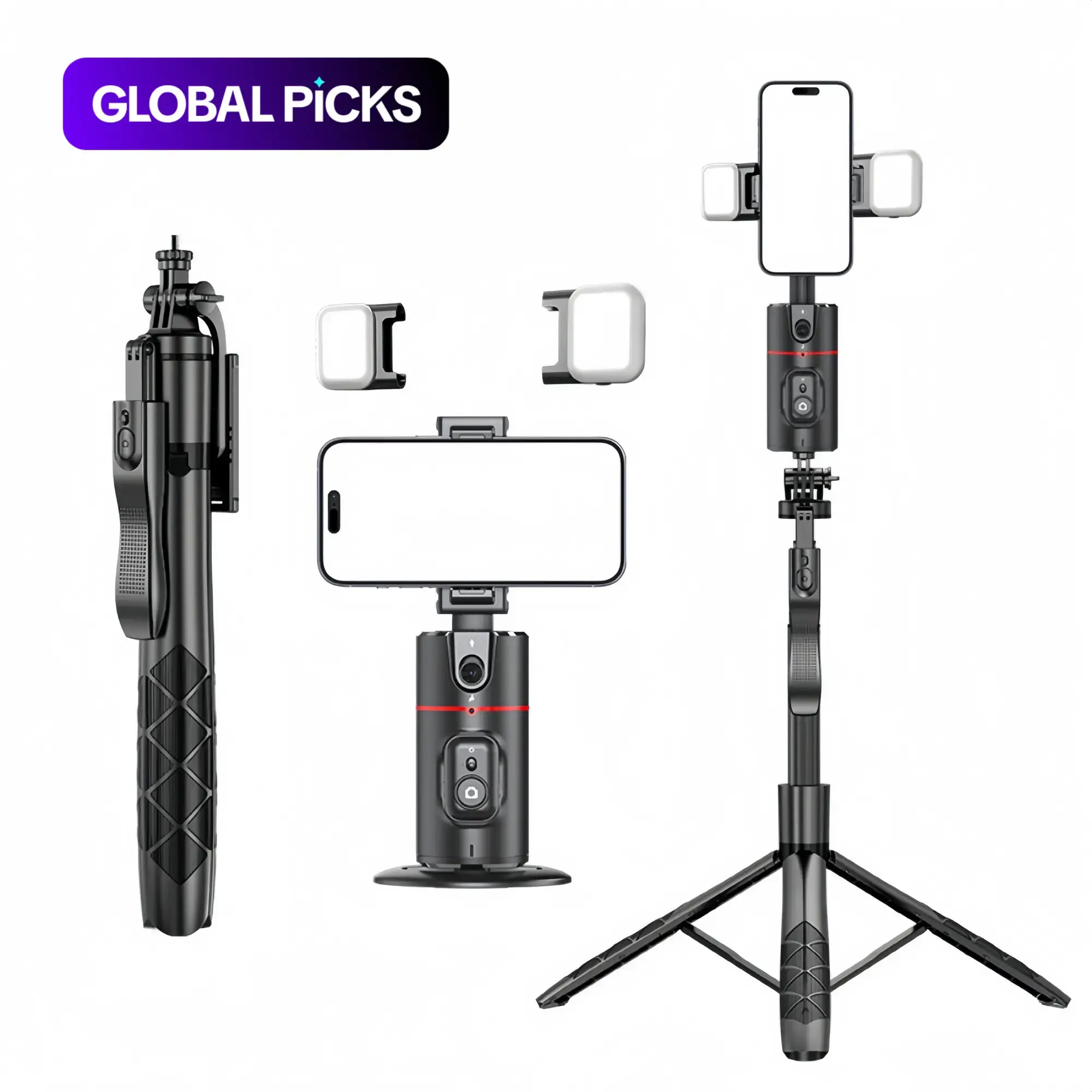Desktop Gimbal Stabilizer with AI Face Recognition, 360° Adjustable Selfie Stick & Tripod Stand for Live Streaming, Hands Free Vlogging, Portable Selfie Accessory, Tech Gimbal, Smartphone Camera Accessories, Phone Accessory #GLOBAL PICKS