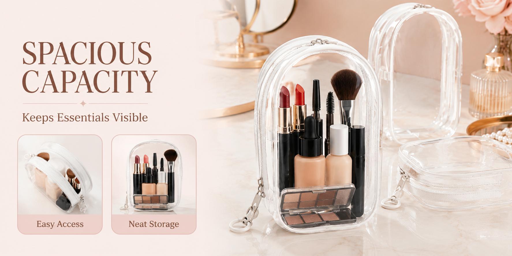 Transparent Toiletry Bag for Travel Use, Waterproof Metal Zipper, Easy Inspection, Universal Makeup Organizer (Beauty & Personal Care Tool)