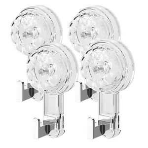 4pcs Suction Cup Hooks for Shower, Removable Shower Towel Hooks Suction Hooks No Drill Hook for Glass Door for Windows Tile Robe Kitchens Bathroom Suction Hook Hooks That Stick Organiser Hanger