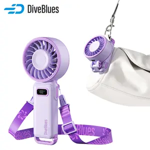 Diveblues iTurbo Handheld Turbo Fan, Mini Foldable Portable Hand Fans,  3600mAh Rechargeable Battery, 5 Gear High Speeds Led Display,Powerful Airflow, 16Hrs Cooling Small Fan Travel Essentials Beach, Outdoor, Work TikTokShopBacktoSchool