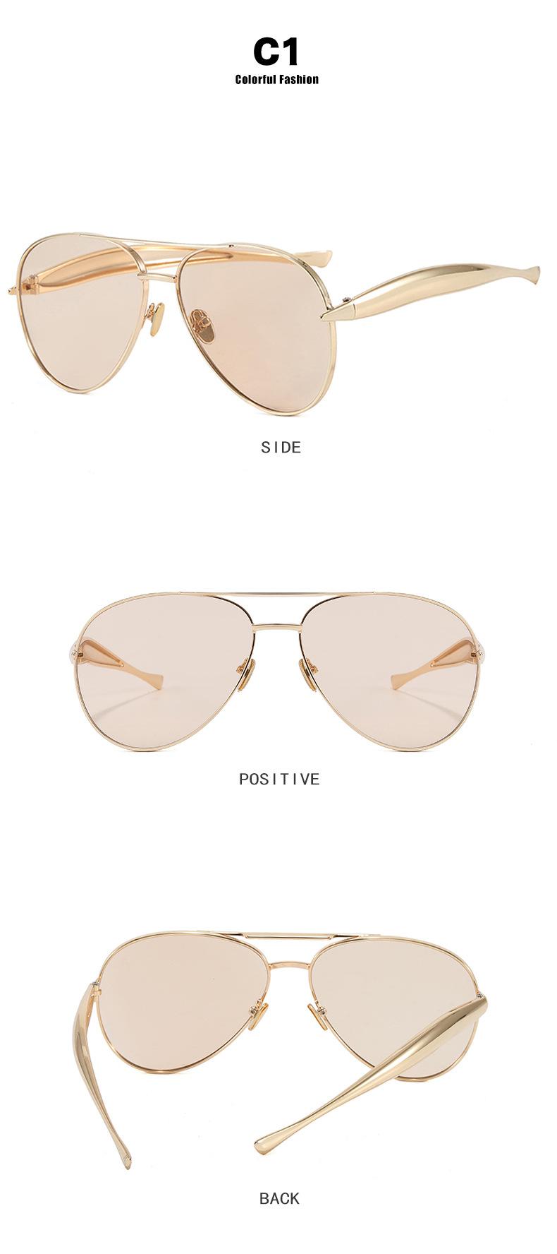 〖Summer Turn Up〗1 PCS Large Frame Double Beam Metal Fashion Glasses Toad Glasses Advanced Retro Personality Versatile Daily Wear Street Photography Vacation Travel Beach Accessories Gold Color Sleek Rectangular Sunglasses Acetate Sunglasses