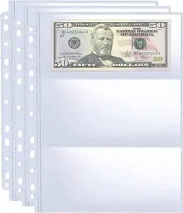 30 Pack 180 Pockets 11 Hole Currency Collection Sleeves, Cash Collecting Album Refill Page, Double Side 3 Pockets Currency Sheets for Collecting Dollar Bills, Paper Money, Foreign Currency and Coupons B-20