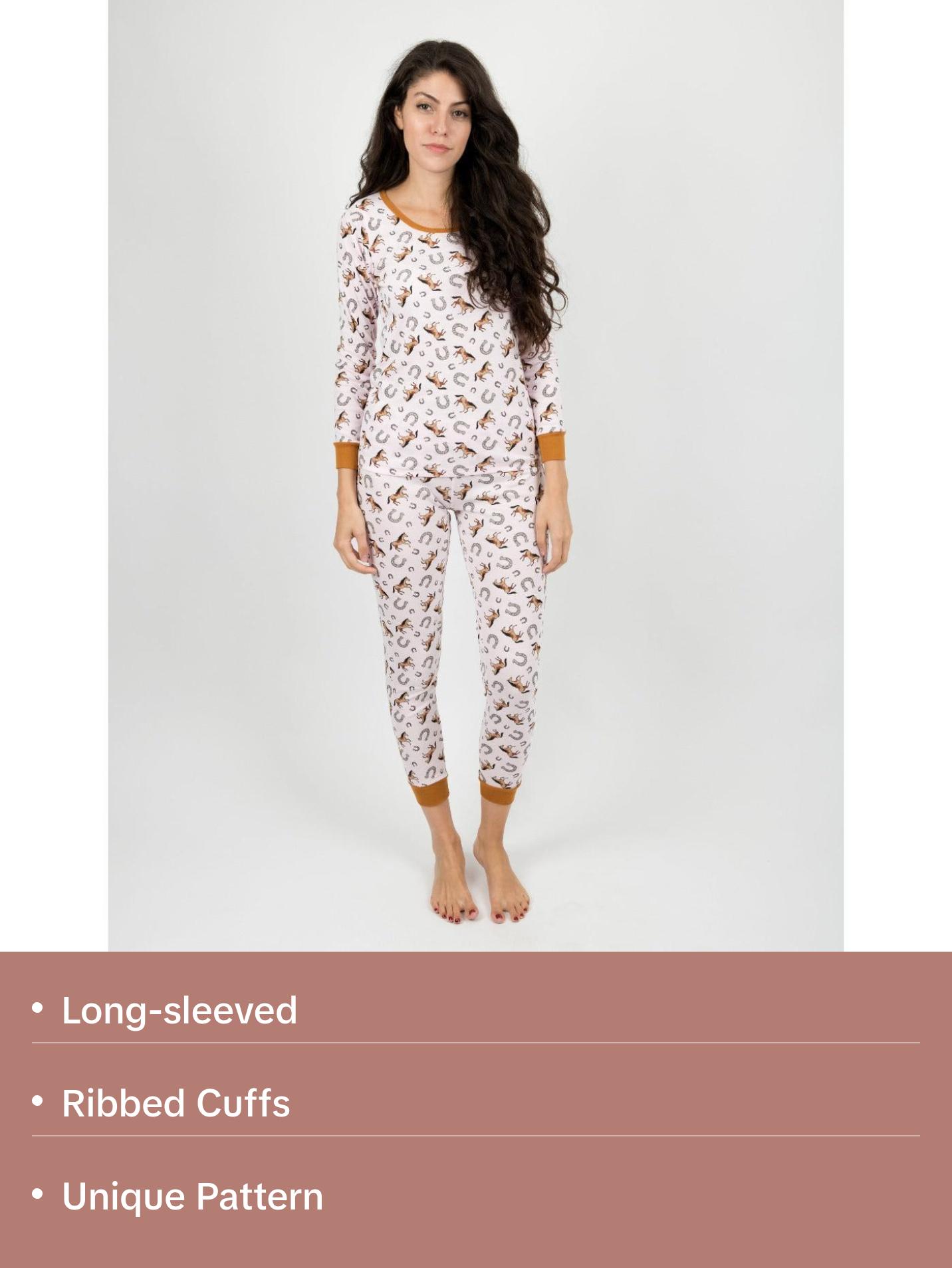 Women's Light Pink Horses Pajamas