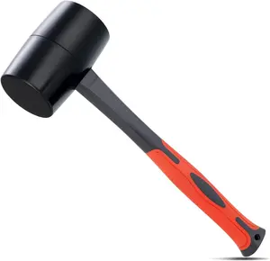Rubber Mallet 16 oz, Durable Rubber Hammer Head with Fiberglass Handle, Great for Flooring, Tent Stakes, Camp Trips, Woodworking, DIY Projects Home Decoration and Soft Blow Tasks without Damage