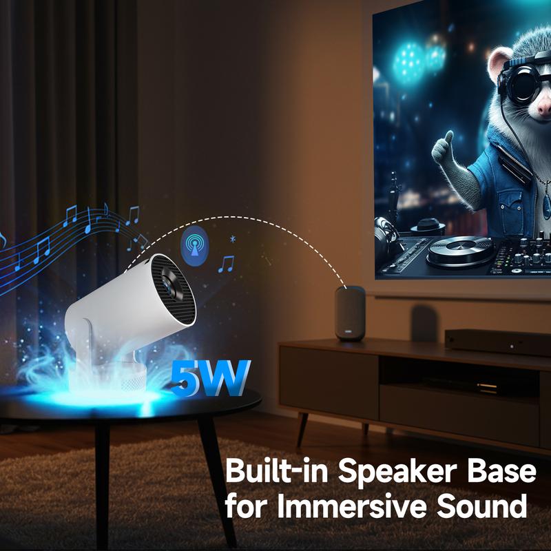 HY300Pro+ Projector 290ANSI BT5.4 WIFI6 8K/4K/1080P Decode Native 1280*720P 0.8:1 Throw Ratio Android 14 Built-in Speaker & Appstore Allwinner H726 Home Cinema Mini Smart Portable Upgraded HY300Pro