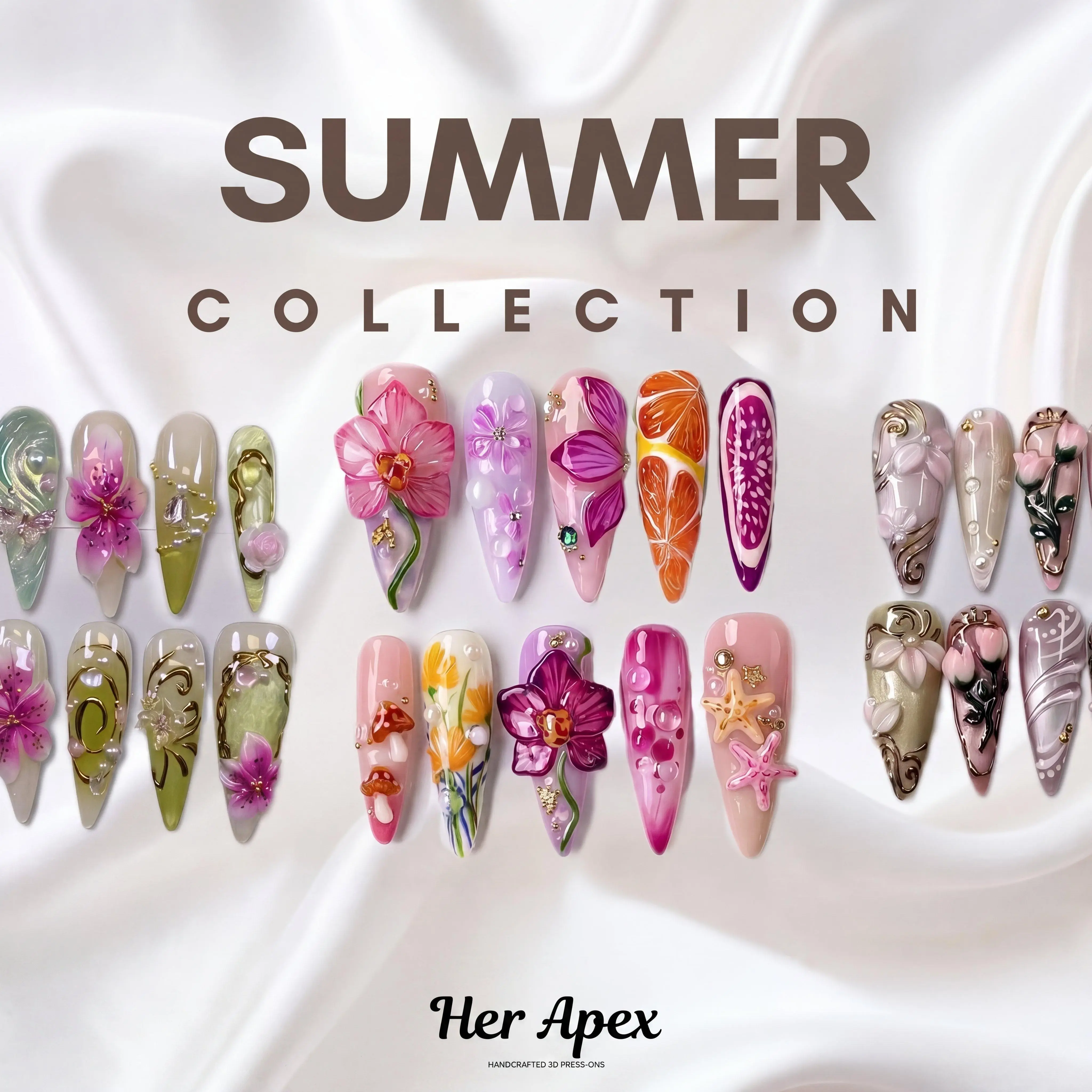 HER APEX Handmade Press-On Nails - New, Reusable, Salon-Quality, Glossy Design, Long-Lasting Nail Art Accessories for Beauty & Personal Care Maplewood Color acrylic Nails Levels Champagne Pink french Nail Decal gold filigree polka