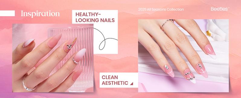 Beetles Pink Nude Gel Nail Polish Set with Base&Top Coat - Sheer Glitter, Soak Off, DIY Manicure, Neutral Jelly Pink, Nails at home DIY Nail Cutics Cosmetic