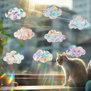 Colorful Sun Catcher Rainbow Window Film, 8 Counts/set Anti-bird Collision Electrostatic Sticker, Decorative Sticker for Home Decor