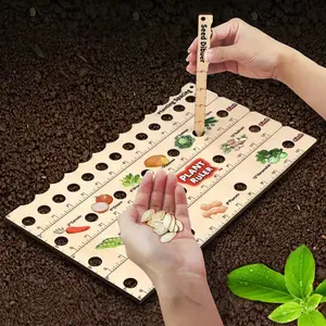 Wooden Garden Planting Ruler - Seed Spacing Guide with Plant Chart - 14"