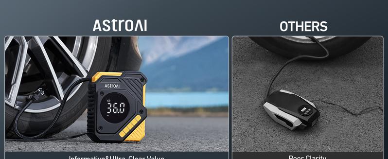 AstroAI Car Tyre Inflator Air Compressor 12V DC, 150 PSI Digital Tyre Pump with Pressure Gauge, Large LCD Display, Smart Preset & Auto Stop, for Car, Motorcycle, Bike Tyres