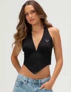 TRUE RELIGION Crystal Plunge Womens Halter Top
