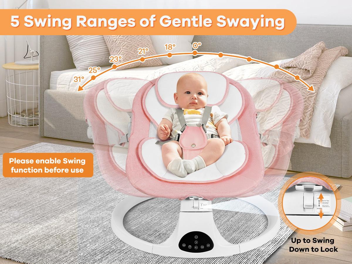 Baby Electric Bouncer for Infants,Baby Swing,5 Speeds and 10 Lullabies,Bluetooth Music,Remote Control,Adjustable Backrest,Indoor Use Baby Electric Bouncer for Infants,Baby Swing,5 Speeds and 10 Lullabies,Bluetooth Music,Remote Control,Adjustable Backrest,Indoor Use