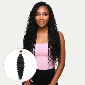Deep Wave Bulk 100% Human Braiding Hair - Natural Black 1B Color, Unwefted Virgin Hair, Tangle-Free & Lightweight for Boho Braids